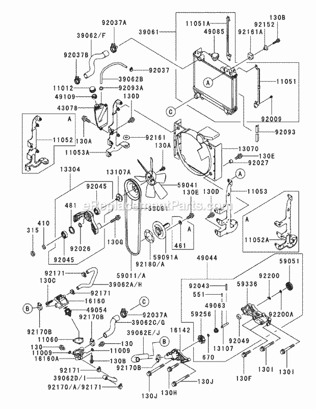 Fd791d-Cs05 Cooling Equipment Diagram and Parts List for M60-KW 53AJ8CT6050 Cub Cadet Sprayer